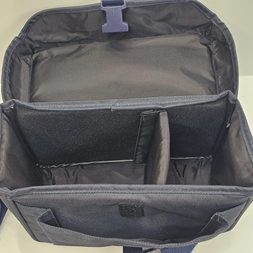 Armsuni Vintage Navy Padded Camera Bag, Divider, Secure Buckle, EUC